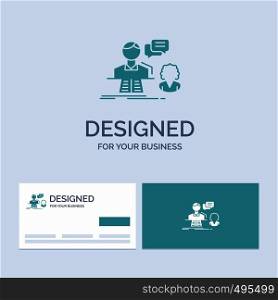 consultation, chat, answer, contact, support Business Logo Glyph Icon Symbol for your business. Turquoise Business Cards with Brand logo template.. Vector EPS10 Abstract Template background