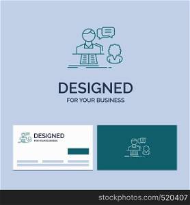 consultation, chat, answer, contact, support Business Logo Line Icon Symbol for your business. Turquoise Business Cards with Brand logo template. Vector EPS10 Abstract Template background