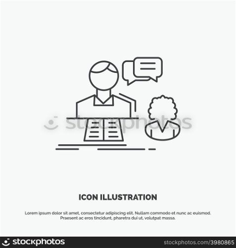 consultation, chat, answer, contact, support Icon. Line vector gray symbol for UI and UX, website or mobile application