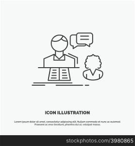 consultation, chat, answer, contact, support Icon. Line vector gray symbol for UI and UX, website or mobile application