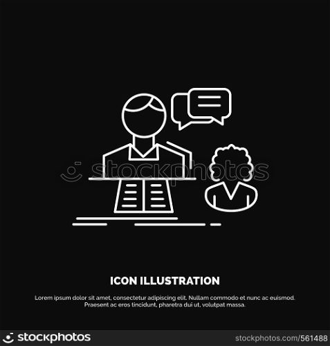 consultation, chat, answer, contact, support Icon. Line vector symbol for UI and UX, website or mobile application. Vector EPS10 Abstract Template background