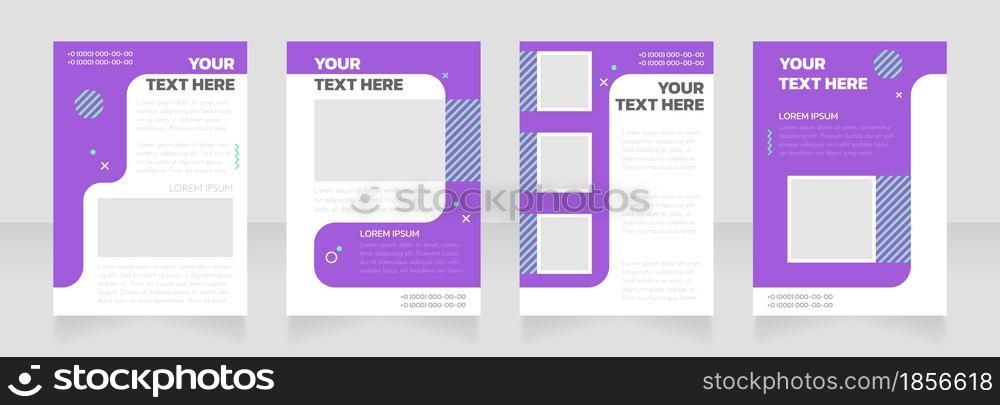 Consultation purple and white blank brochure layout design. Vertical poster template set with empty copy space for text. Premade corporate reports collection. Editable flyer paper pages. Consultation purple and white blank brochure layout design