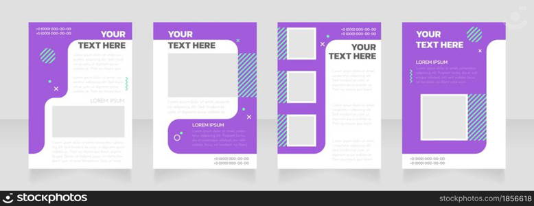 Consultation purple and white blank brochure layout design. Vertical poster template set with empty copy space for text. Premade corporate reports collection. Editable flyer paper pages. Consultation purple and white blank brochure layout design