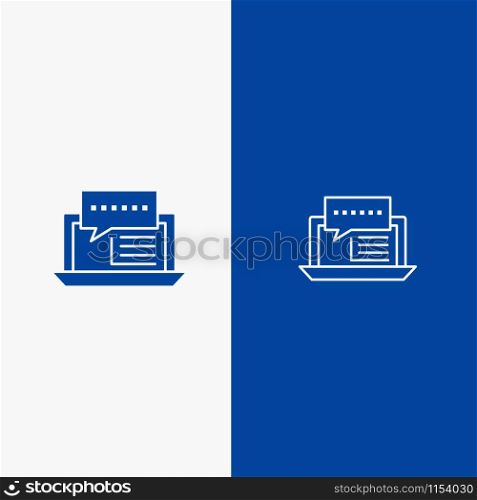 Consulting, Chat, Dialog, Internet, Online, Social Line and Glyph Solid icon Blue banner Line and Glyph Solid icon Blue banner