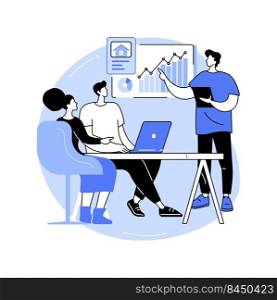 Consulting clients isolated cartoon vector illustrations. Contracting broker meeting with customers in an office, business people, commercial real estate firm services vector cartoon.. Consulting clients isolated cartoon vector illustrations.