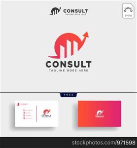 consulting, consult graphic statistic logo template with business card vector illustration. consulting, consult graphic statistic logo template vector illustration