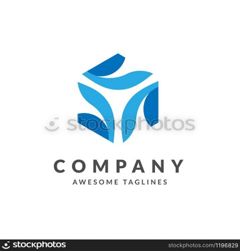 consulting media logo cube and square 3d graphic design vector illustration
