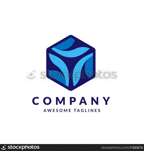 consulting media logo cube and square 3d graphic design vector illustration