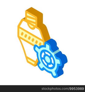 consumables, print head and gear isometric icon vector. consumables, print head and gear sign. isolated symbol illustration. consumables, print head and gear isometric icon vector illustration