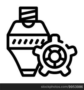 consumables, print head and gear line icon vector. consumables, print head and gear sign. isolated contour symbol black illustration. consumables, print head and gear line icon vector illustration