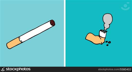 Consumed cigarette before and after