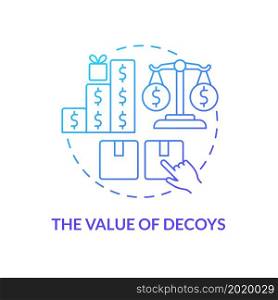 Consumer decoy concept icon. Prices comparison. Neuromarketing trick. Customer buying decision influence abstract idea thin line illustration. Vector isolated outline color drawing. Consumer decoy concept icon