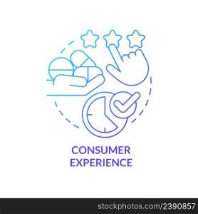 Consumer experience blue gradient concept icon. Healthcare system issue abstract idea thin line illustration. Improving patient satisfaction. Isolated outline drawing. Myriad Pro-Bold font used. Consumer experience blue gradient concept icon