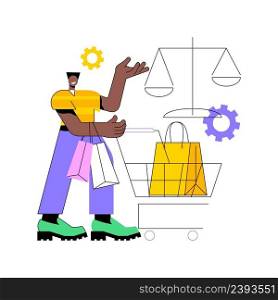 Consumer law abstract concept vector illustration. Consumer litigation, legal protection service, law firm, judicial agreement, replacement of faulty product, buyer rights abstract metaphor.. Consumer law abstract concept vector illustration.