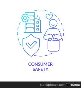 Consumer safety blue gradient concept icon. Professional service. Private sector regulations abstract idea thin line illustration. Isolated outline drawing. Myriad Pro-Bold font used. Consumer safety blue gradient concept icon