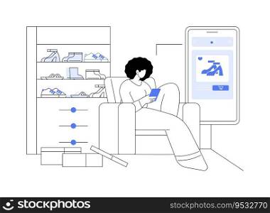 Consumerism abstract concept vector illustration. Woman with a lot of shoes, ecological problems, resources overconsumption, consumerism idea, overaddicted to shopping abstract metaphor.. Consumerism abstract concept vector illustration.