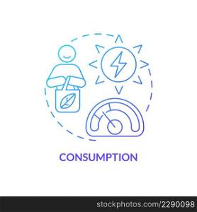 Consumption blue gradient concept icon. Circular economy implementation abstract idea thin line illustration. Sustainable consumer behavior. Isolated outline drawing. Myriad Pro-Bold font used. Consumption blue gradient concept icon