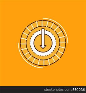 Consumption, cost, expense, lower, reduce Flat Line Filled Icon. Beautiful Logo button over yellow background for UI and UX, website or mobile application. Vector EPS10 Abstract Template background
