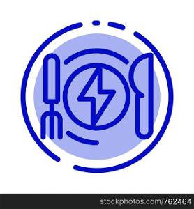 Consumption, Energy, Dinner, Hotel Blue Dotted Line Line Icon