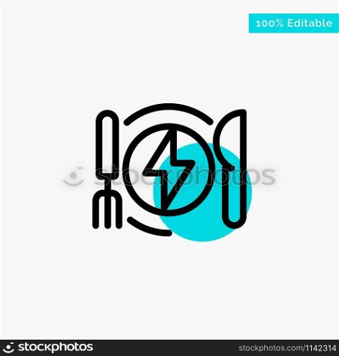 Consumption, Energy, Dinner, Hotel turquoise highlight circle point Vector icon