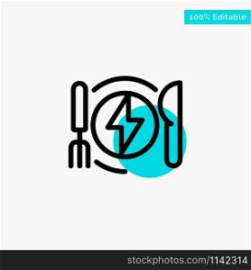 Consumption, Energy, Dinner, Hotel turquoise highlight circle point Vector icon