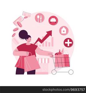 Consumption expenditure abstract concept vector illustration. Consumer spending, household budget, shopping mall, credit card, retail store, shopaholic, compulsive purchase abstract metaphor.. Consumption expenditure abstract concept vector illustration.