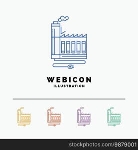 Consumption, resource, energy, factory, manufacturing 5 Color Line Web Icon Template isolated on white. Vector illustration. Vector EPS10 Abstract Template background