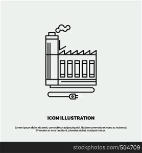 Consumption, resource, energy, factory, manufacturing Icon. Line vector gray symbol for UI and UX, website or mobile application. Vector EPS10 Abstract Template background
