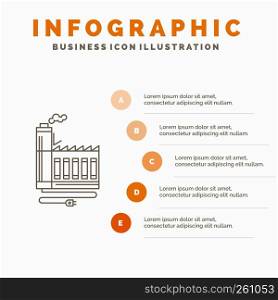 Consumption, resource, energy, factory, manufacturing Infographics Template for Website and Presentation. Line Gray icon with Orange infographic style vector illustration