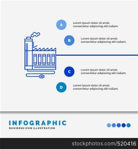 Consumption, resource, energy, factory, manufacturing Infographics Template for Website and Presentation. Line Blue icon infographic style vector illustration. Vector EPS10 Abstract Template background