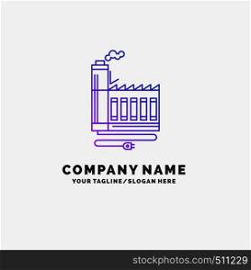 Consumption, resource, energy, factory, manufacturing Purple Business Logo Template. Place for Tagline. Vector EPS10 Abstract Template background