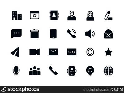 Contact black icons. Telephone mail internet website, home address, business personal information. Contacts vector pictograms. Contact black icons. Telephone mail internet website, home address, business personal information. Contacts pictograms