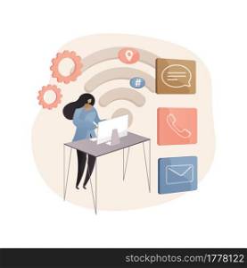 Contact center abstract concept vector illustration. Customer service point, customer relationship management, market research, user support and telemarketing, receiving enquiry abstract metaphor.. Contact center abstract concept vector illustration.