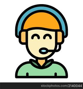 Contact center icon. Outline contact center vector icon color flat isolated. Contact center icon color outline vector