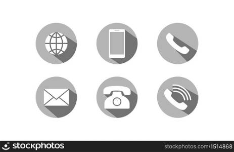 Contact, communication icon set. email, envelope, phone, smartphone, mobile, web button Vector on isolated white background Eps 10. Contact, communication icon set. email, envelope, phone, smartphone, mobile, web button. Vector on isolated white background. Eps 10.