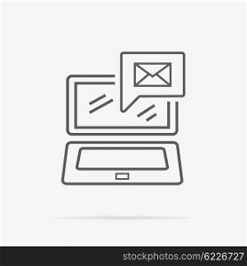 Contact Concept Message and Laptop Icon. Contact concept message and laptop icon. Conceptual banner envelope contacts and message. Incoming and outbox alerts. Digital communication dialogue and correspondence. Vector illustration