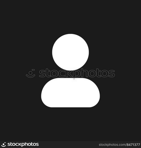 Contact dark mode glyph ui icon. Address book. Profile page. User interface design. White silhouette symbol on black space. Solid pictogram for web, mobile. Vector isolated illustration. Contact dark mode glyph ui icon