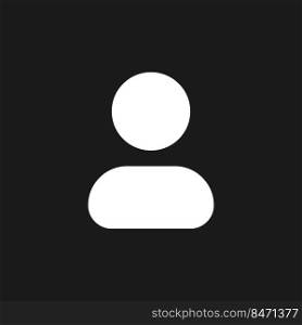 Contact dark mode glyph ui icon. Address book. Profile page. User interface design. White silhouette symbol on black space. Solid pictogram for web, mobile. Vector isolated illustration. Contact dark mode glyph ui icon