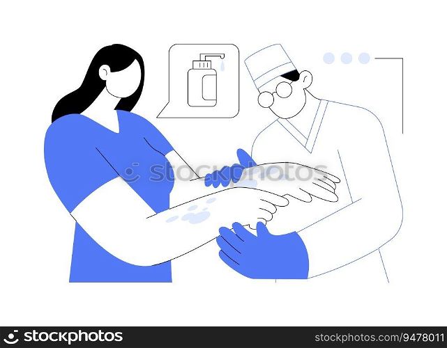 Contact dermatitis abstract concept vector illustration. Dermatologist treats patient with itchy rash, allergic reaction, medicine industry, skin care treatment, urticaria idea abstract metaphor.. Contact dermatitis abstract concept vector illustration.
