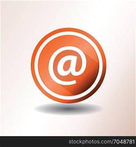 Contact Icon In Flat Design. Illustration of a flat design contact email icon on orange and grey background