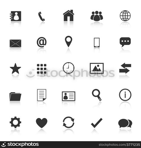 Contact icons with reflect on white background, stock vector