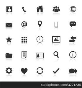 Contact icons with reflect on white background, stock vector