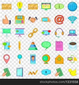 Contact information icons set. Cartoon style of 36 contact information vector icons for web for any design. Contact information icons set, cartoon style