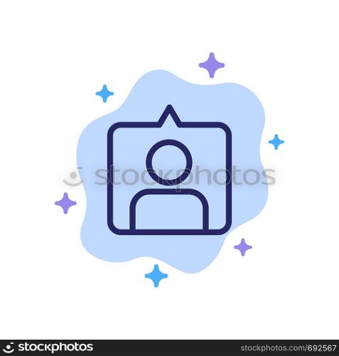 Contact, Instagram, Sets Blue Icon on Abstract Cloud Background