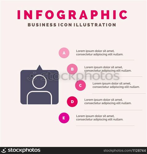 Contact, Instagram, Sets Solid Icon Infographics 5 Steps Presentation Background