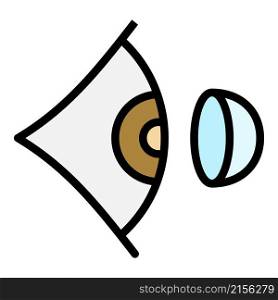 Contact lens and eye icon. Outline contact lens and eye vector icon color flat isolated. Contact lens and eye icon color outline vector
