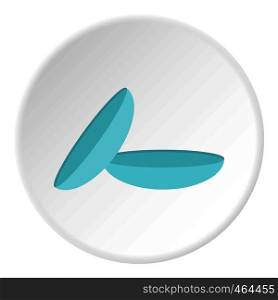 Contact lens icon in flat circle isolated vector illustration for web. Contact lens icon circle