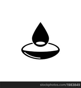Contact Lens in Water Droplet. Flat Vector Icon illustration. Simple black symbol on white background. Contact Lens in Water Droplet sign design template for web and mobile UI element. Contact Lens in Water Droplet Flat Vector Icon