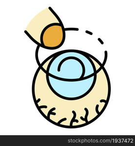 Contact lens on eyeball icon. Outline contact lens on eyeball vector icon color flat isolated. Contact lens on eyeball icon color outline vector
