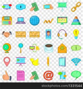 Contact phone icons set. Cartoon style of 36 contact phone vector icons for web for any design. Contact phone icons set, cartoon style